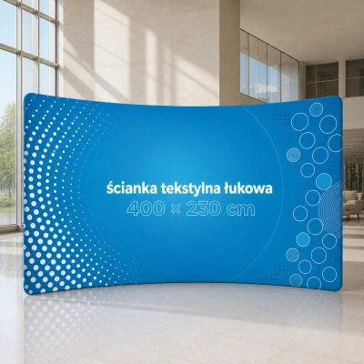 Łukowa ścianka reklamowa 400 × 230 cm w aranżacji
